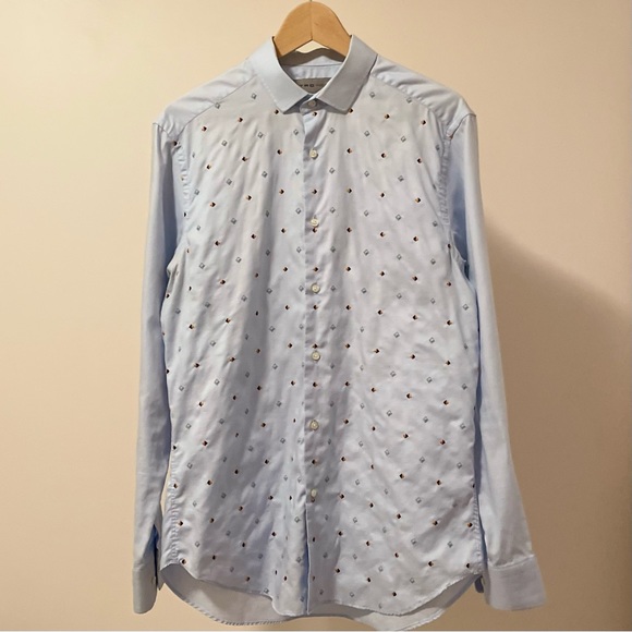 Etro Button Down Shirt, Long-Sleeve in Blue - Picture 1 of 9